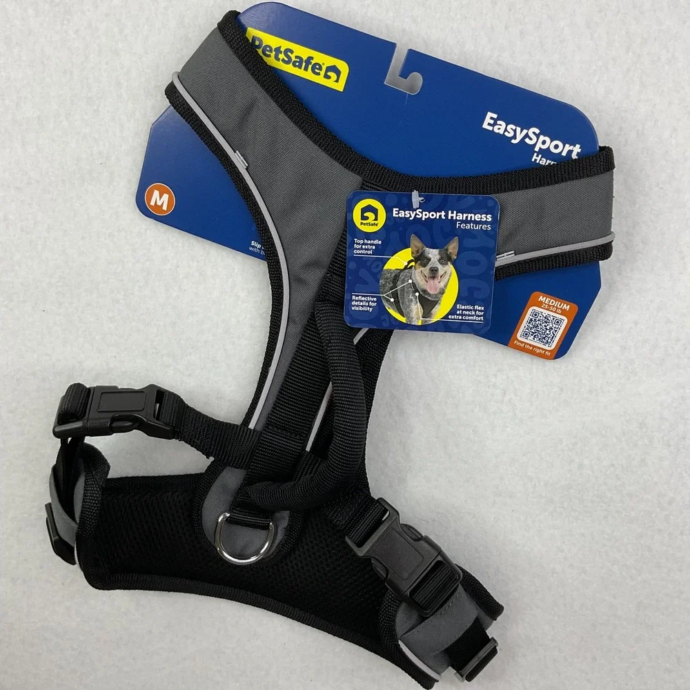 PetSafe EasySport Dog Harness Medium Gray Reflective Padded Control Handle